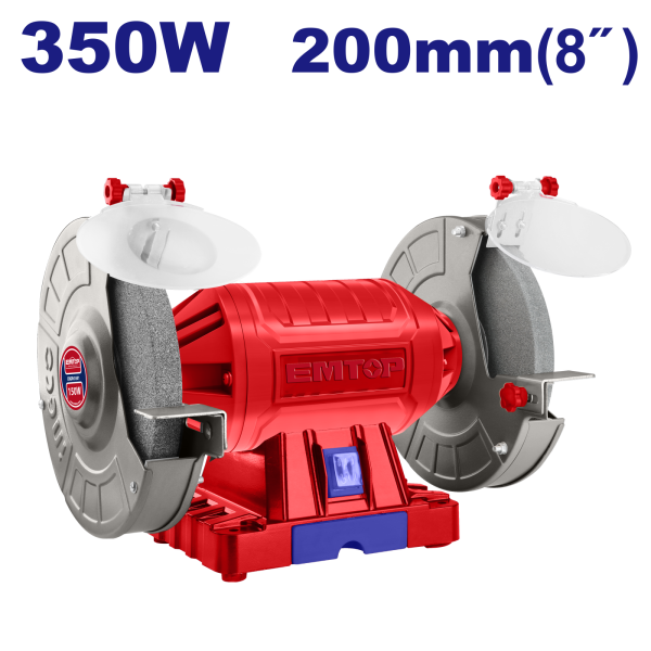 Polizor electric de banc 350W, 200mm (8"), incl. cutie depozitare scule - EBGR83501, EMTOP