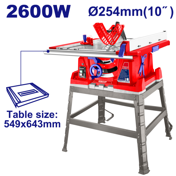 Fierastrau electric circular cu masa, 2600W, masa 549x643mm - ETSW26001, EMTOP
