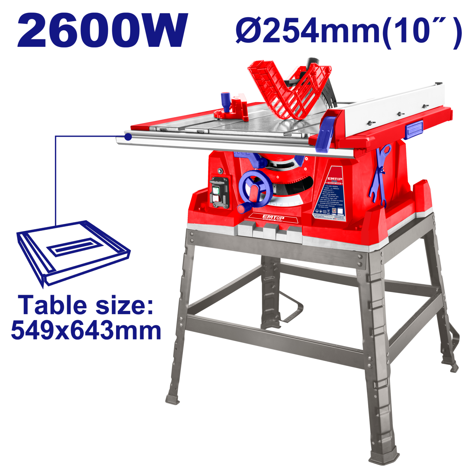 ferastrau-de-masa-031377.png Fierastrau electric circular cu masa, 2600W, masa 549x643mm - ETSW26001, EMTOP - imagine 1