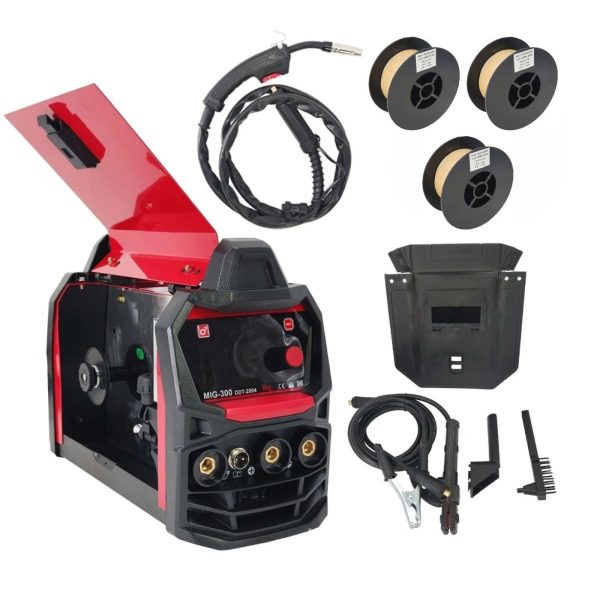 Invertor/Aparat de sudura MIG/MMA DDT PROFESIONAL cu Electrozi si Sarma, 220 V, 300A + 3 Role Sarma 0.8-1.0 mm