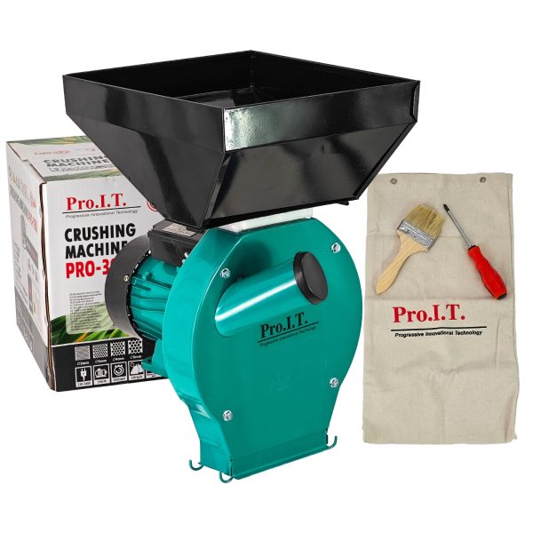 Moara Cuva Mare macinat cereale, boabe si stiuleti,DDT PRO.I.T., 3900 W, 3000 rpm, 4 site de rezerva, 320 kg/h, 20 de ciocanele,bonus sac,surubelnita si perie