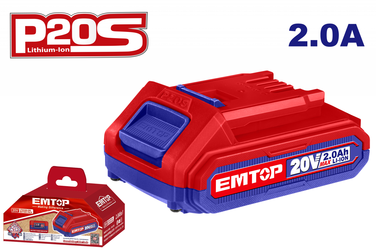pachet-de-baterii-litiu-ion-437363.png 1 x Acumulator 2.0Ah litiu-ion, P20S - EBPK2001, EMTOP - imagine 1