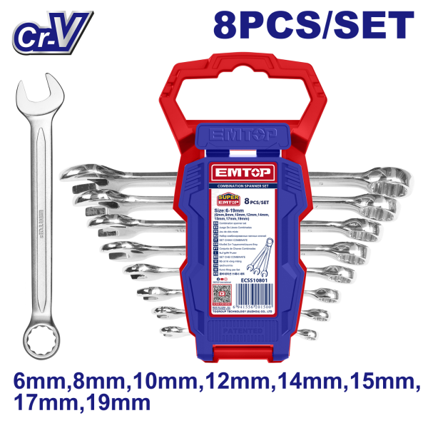 Set 8 chei combinate 6-19mm - ECSS10801, EMTOP