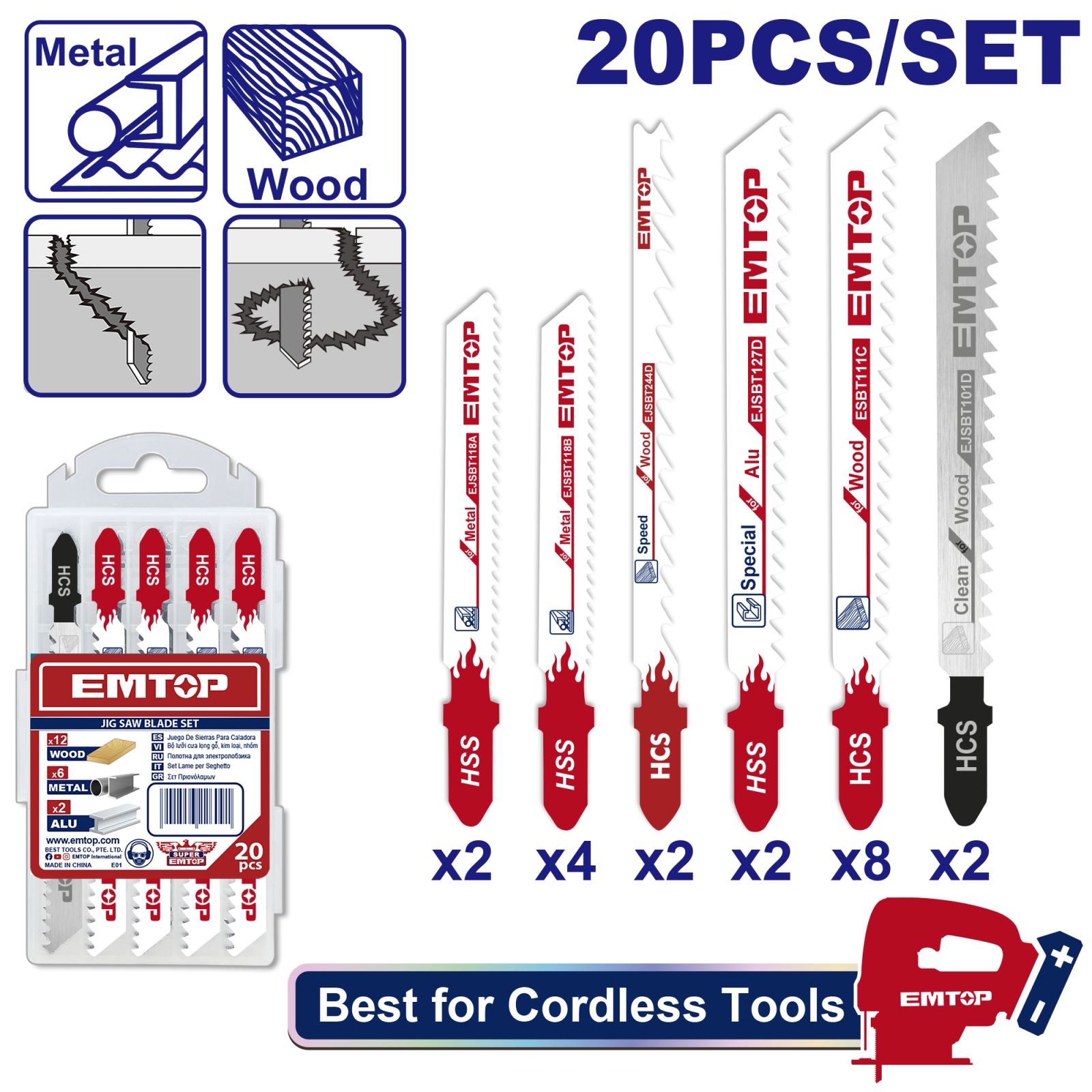 set-de-lame-de-ferastrau-873727.png Set de lame pentru fierastrau, 20 buc - EJSBT2001, EMTOP - imagine 1
