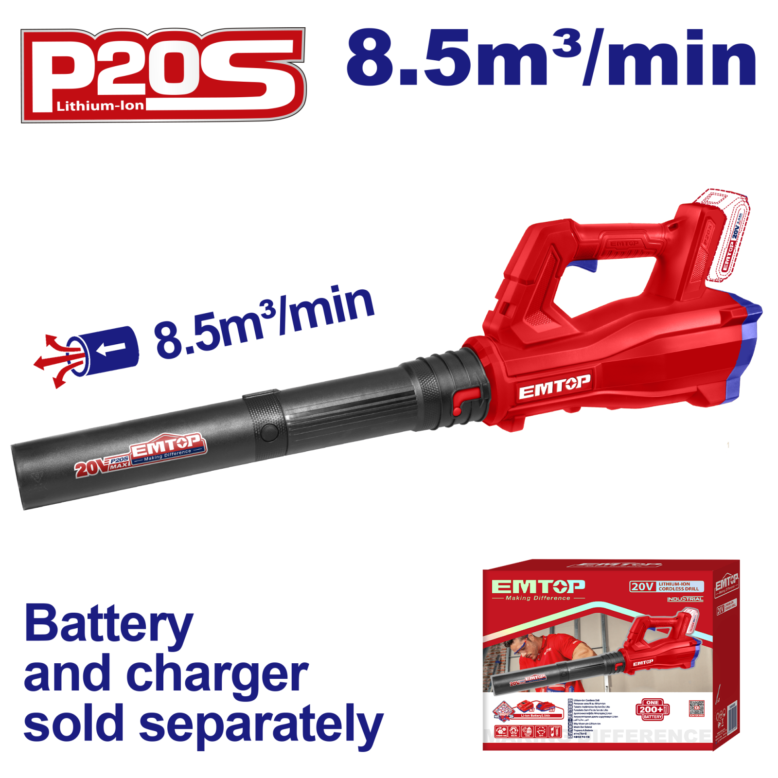 suflanta-fara-fir-473414.png Suflanta fara acumulator si incarcator, 8.5m3/min - ELAB20323, EMTOP - imagine 1